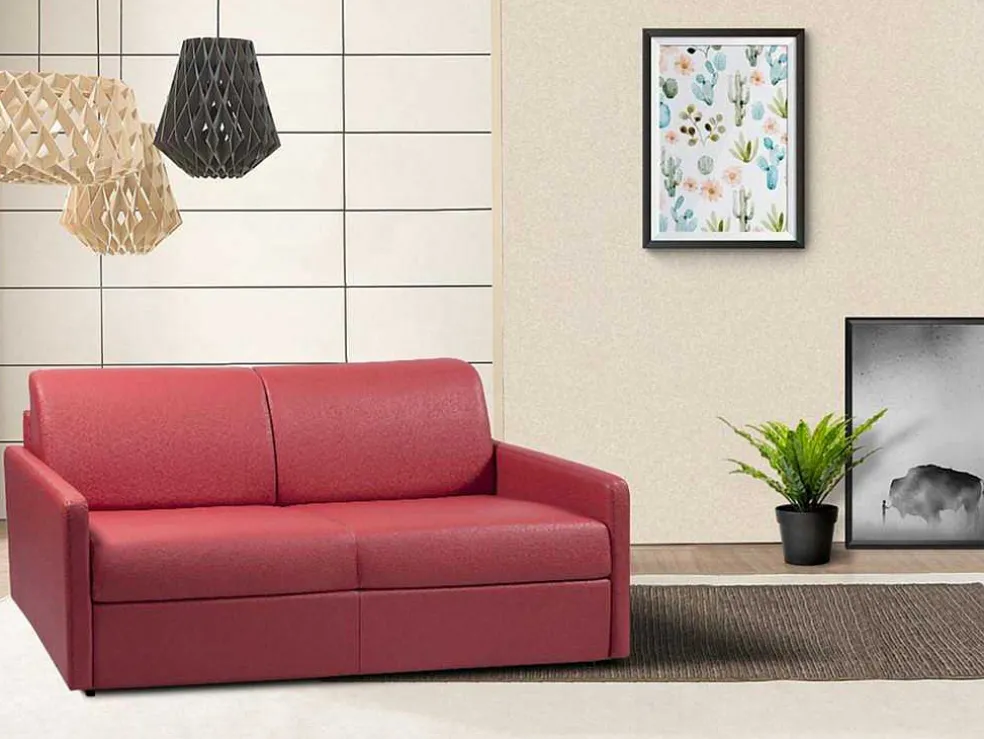 Driezits Express-Bedbank Van Kunstleer Calife - Grijs - Slaapafmeting 140 Cm