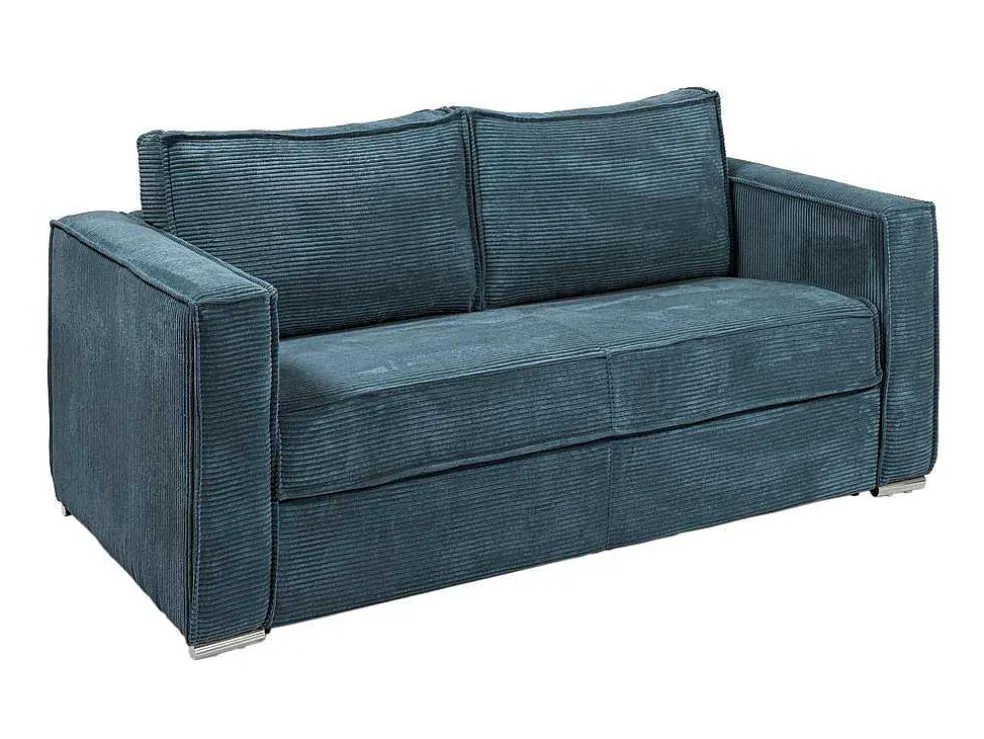 Driezits Express Slaapbank Van Ribfluweel - Blauw - Loreto