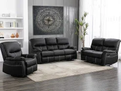 Driezits Relaxbank Canby - Kunstleer - Zwart