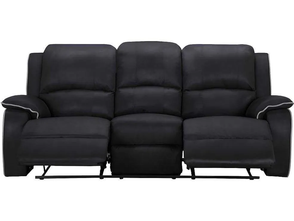 Driezits Relaxbank En Relaxfauteuil Van Microvezel Hernani - Zwart