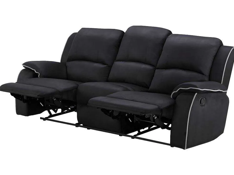 Driezits Relaxbank En Relaxfauteuil Van Microvezel Hernani - Zwart