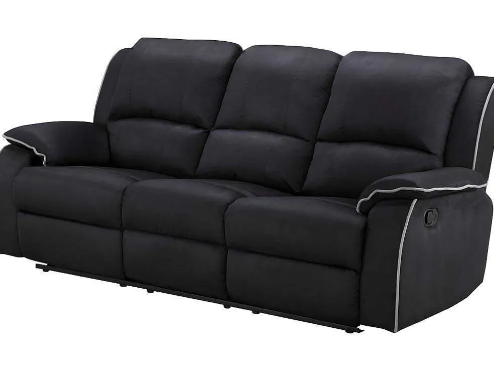 Driezits Relaxbank En Relaxfauteuil Van Microvezel Hernani - Zwart