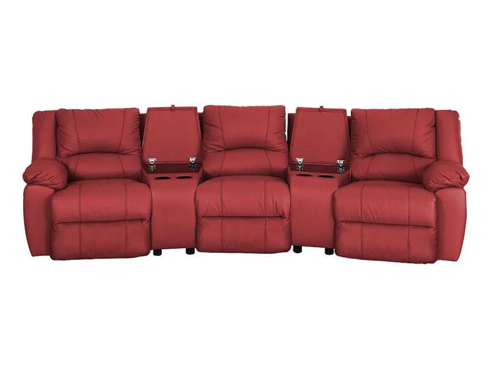 Driezits Relaxbank En Relaxfauteuil Van Leer Aroma - Rood