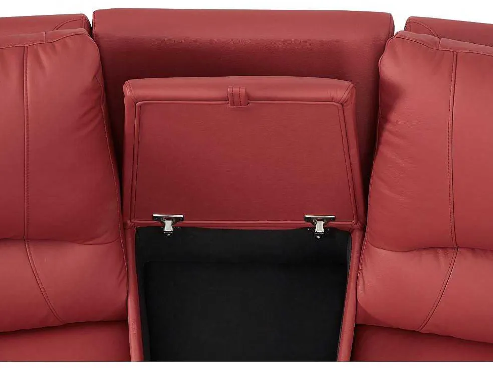 Driezits Relaxbank En Relaxfauteuil Van Leer Aroma - Rood