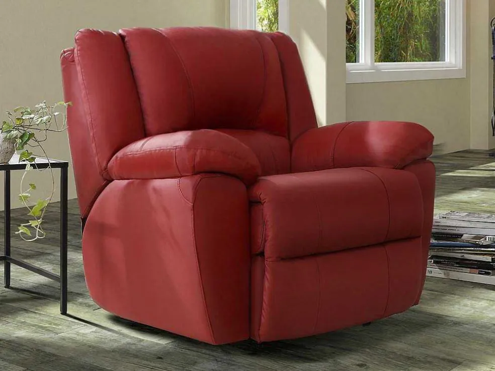 Driezits Relaxbank En Relaxfauteuil Van Leer Aroma - Rood