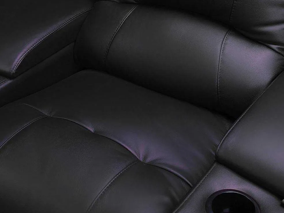 Driezits Relaxbank Van Leer Aroma - Zwart