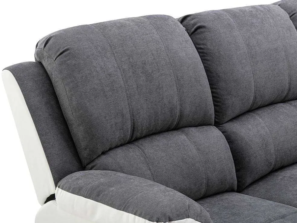 Driezits-Relaxbank Van Microvezel En Grijs En Wit Kunstleer Brody