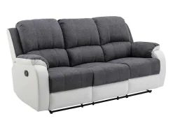 Driezits-Relaxbank Van Microvezel En Grijs En Wit Kunstleer Brody