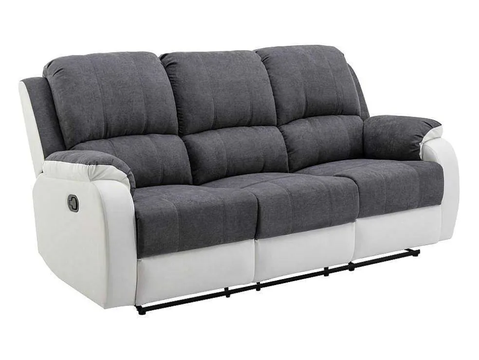 Driezits-Relaxbank Van Microvezel En Grijs En Wit Kunstleer Brody