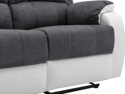 Driezits-Relaxbank Van Microvezel En Grijs En Wit Kunstleer Brody