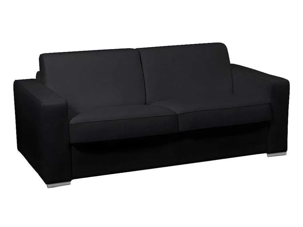 Driezits Slaapbank 100% Buffelleer Delectea Ii - Zwart