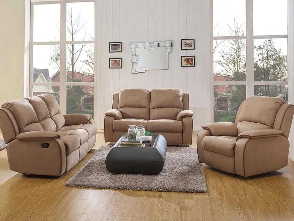 Driezits, Tweezits Relaxbank En Relaxfauteuil Van Microvezel Hernani - Grijs