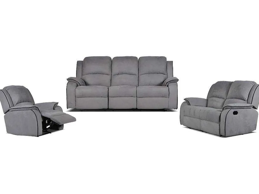 Driezits, Tweezits Relaxbank En Relaxfauteuil Van Microvezel Hernani - Grijs