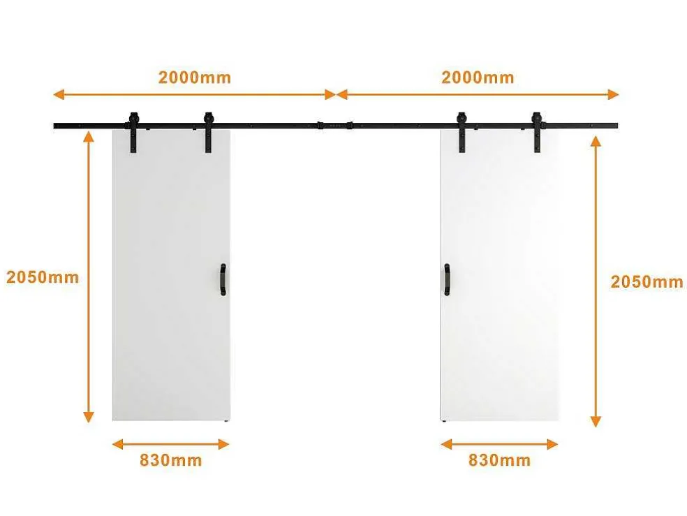 Dubbele Schuifdeur - 2 X H205 X L83 Cm - Mdf + Wit Pvc - Varin