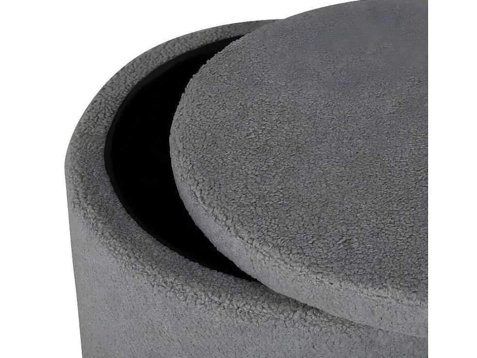 Dunken Poef, Hocker Met Opbergruimte O51Cm Teddystof Bruin.