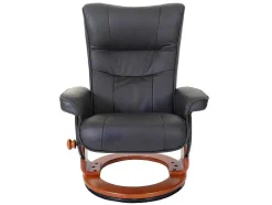 Edmonton Fauteuil Met Kruk, Zwart, Honingkleurig