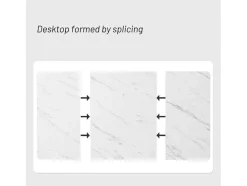 Eettafel 140X80 Cm - Metalen Structuur - Marmerpatroon Fineer - Wit & Goud