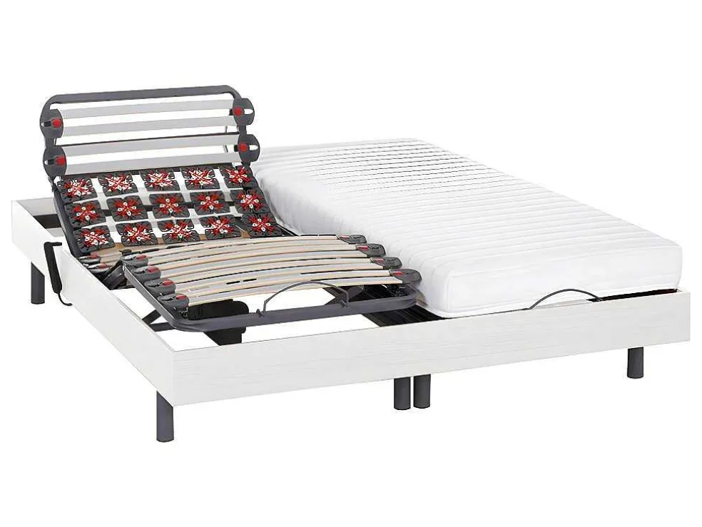 Elektrisch Bed Bedbodem En Matras Lattenbodem En Contactplaatjes - Pandora Ii Van Dreamea - Motor Okin - Wit - 2X80X200 Cm