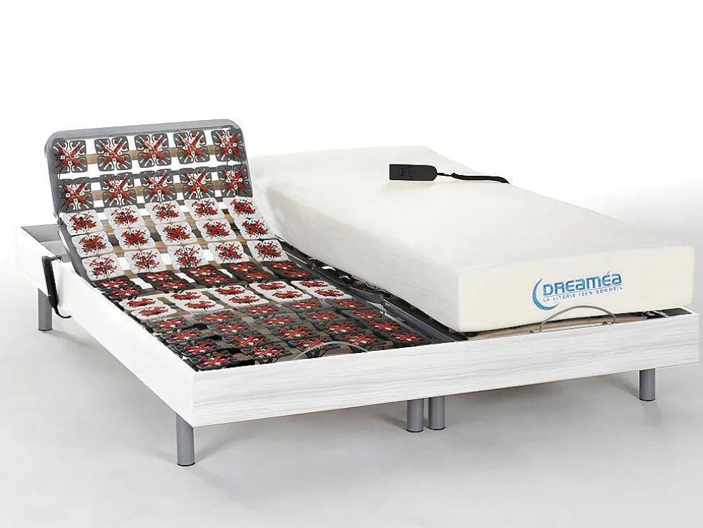 Elektrische Bedbodem En Matras Met Vormgeheugen Hesiode Iii Van Dreamea - Motoren Okin - Wit - 2 X 80 X 200 Cm