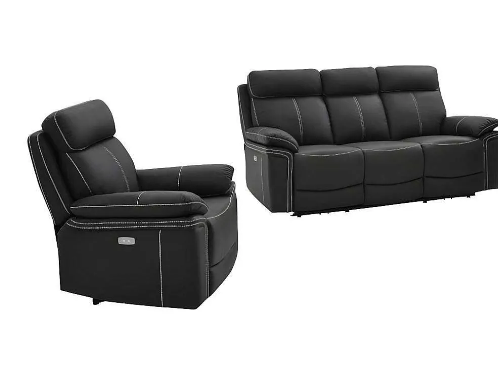 Elektrische Driezits Relaxbank + Relaxstoel Van Leer Isiris - Zwart