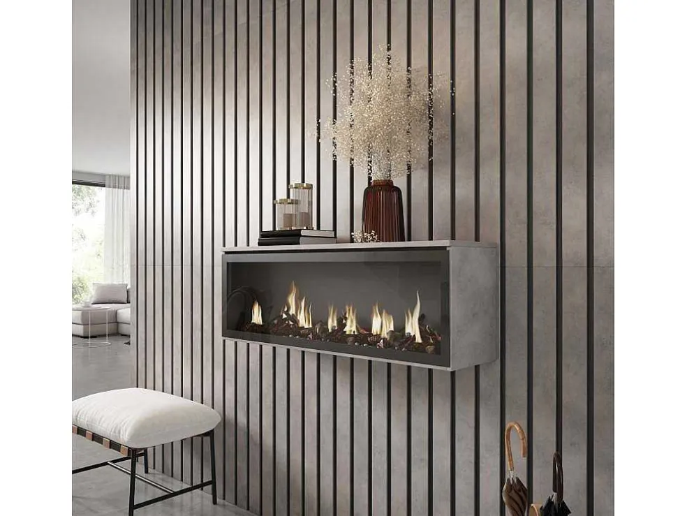 Elektrische Haard Led , 107X38X25Cm, Woonkamer - Eetkamer, Elektrische Haard, Cement