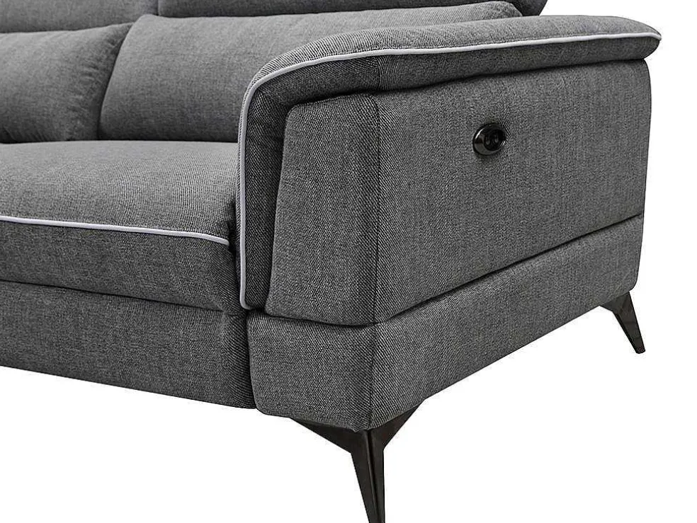 Elektrische Relaxbankstel 3+2 Macari - Stof - Grijs