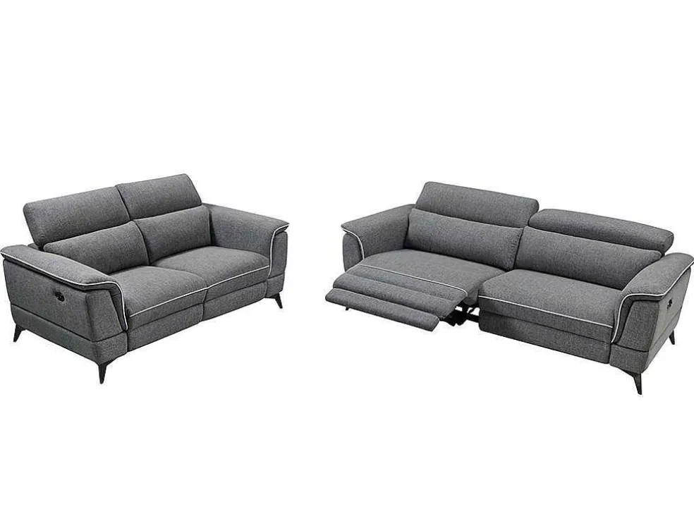 Elektrische Relaxbankstel 3+2 Macari - Stof - Grijs