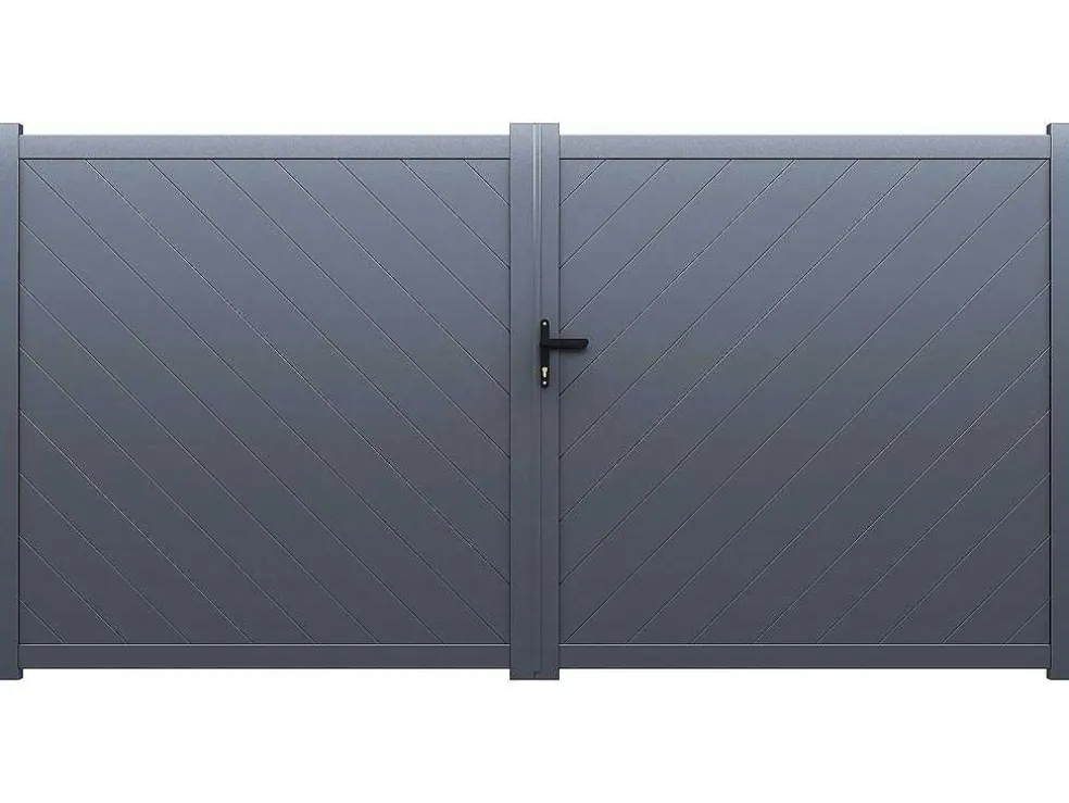 Elektrische Vleugelpoort - Vol Aluminium - L350 X H160 Cm - Antraciet - Zerano