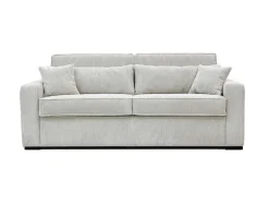 Express-Driezitsslaapbank Van Beige Ribfluweel - Bed Met Brede Latten 140 Cm - Matras 18 Cm - Mondovi