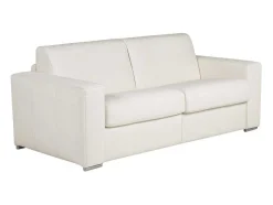 Express-Driezitsslaapbank Van 100% Wit Buffelleer, Matras 22 Cm Delectea Ii