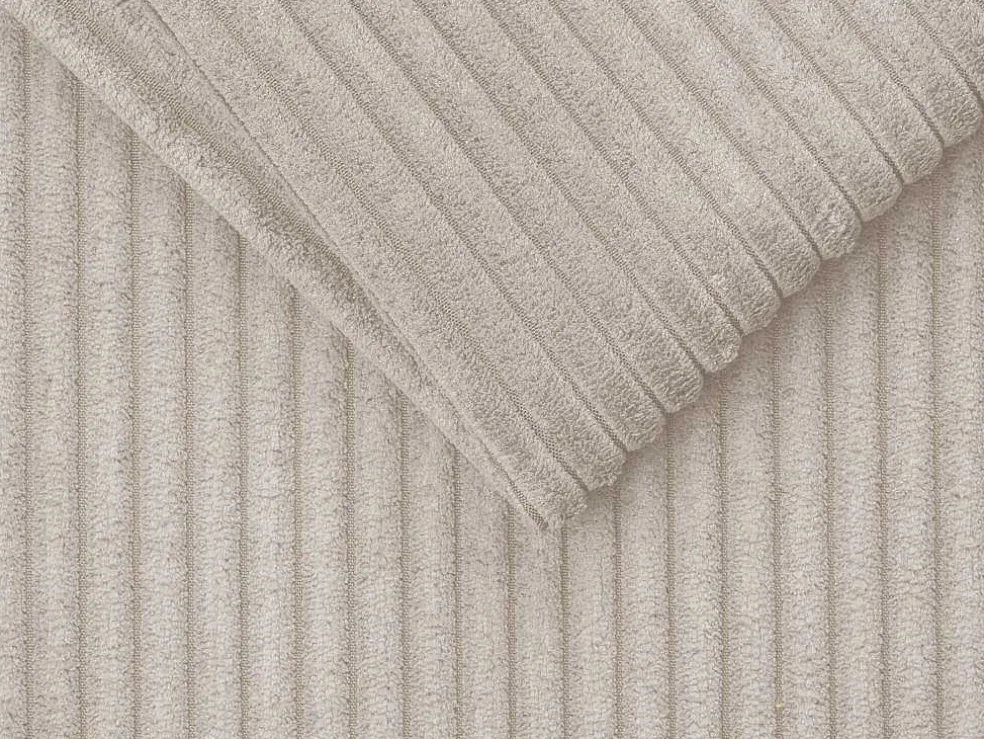 Express-Driezitsslaapbank Van Beige Ribfluweel - Bed Met Brede Latten 140 Cm - Matras 18 Cm - Vizir