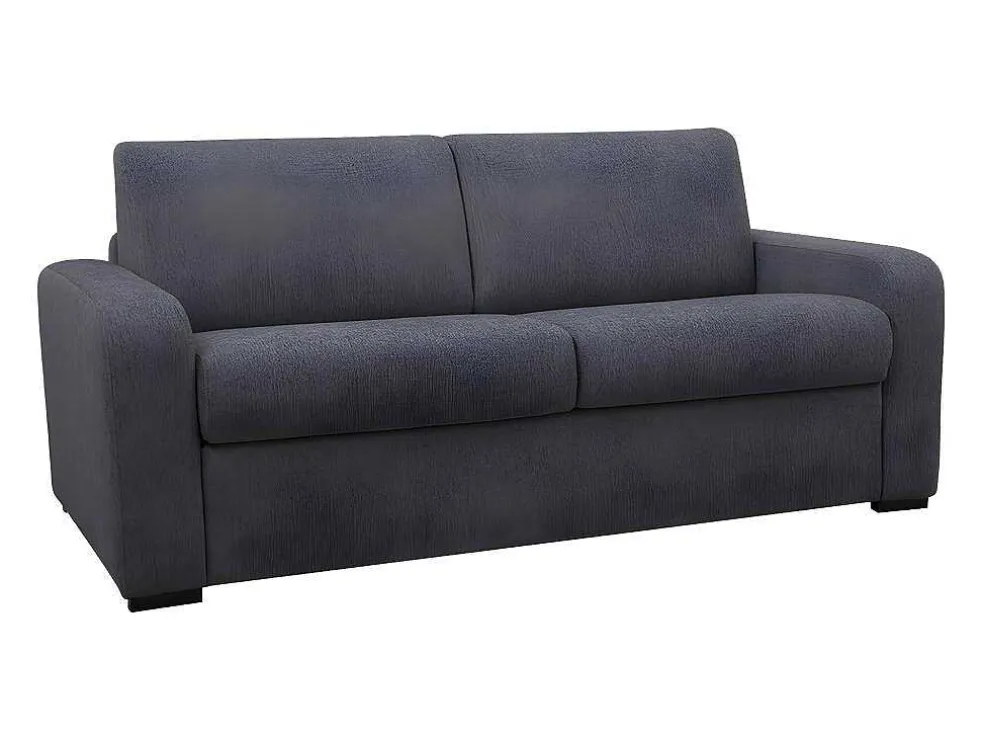Express-Driezitsslaapbank Van Antracietgrijze Stof - Bed Met Brede Latten 140 Cm - Matras 22 Cm - Bevis