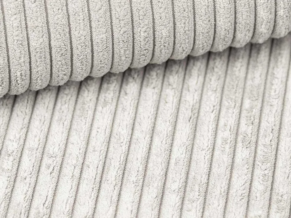 Express-Vierzitsslaapbank Van Beige Ribfluweel - Bed Met Brede Latten 160 Cm - Matras 18 Cm - Mondovi