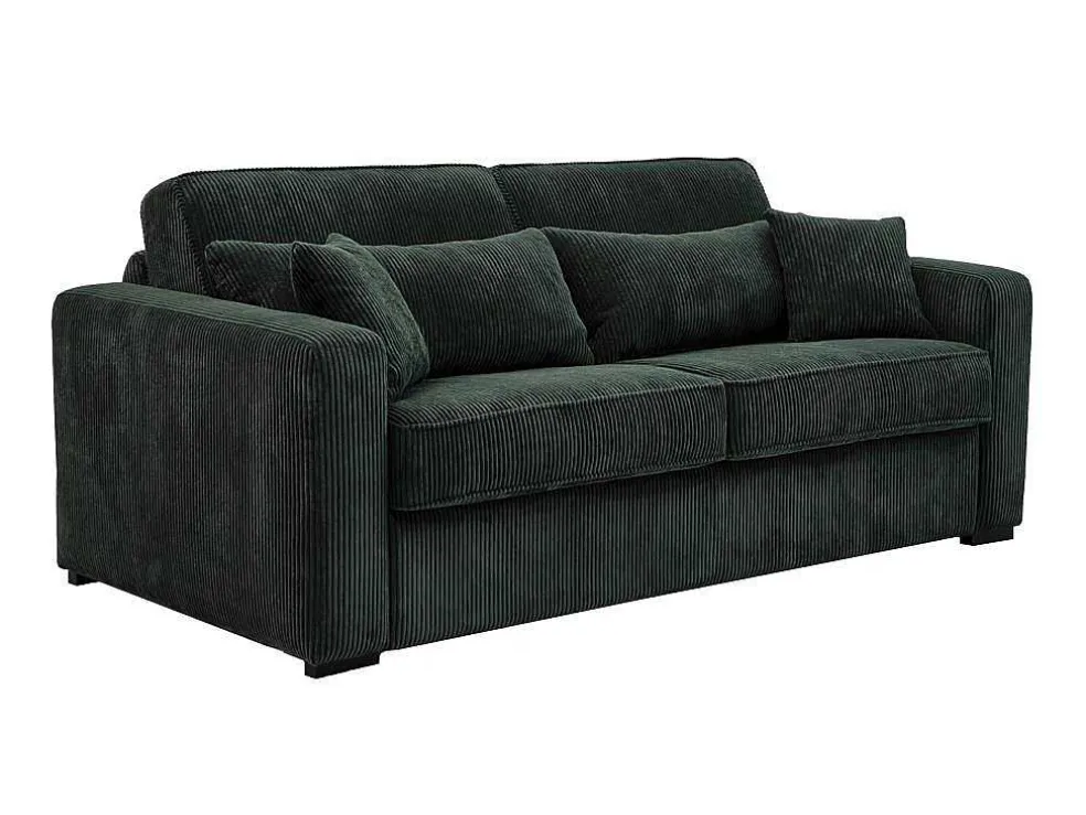 Express-Vierzitsslaapbank Van Groen Ribfluweel - Bed 160 Cm - Matras 18 Cm - Mondovi