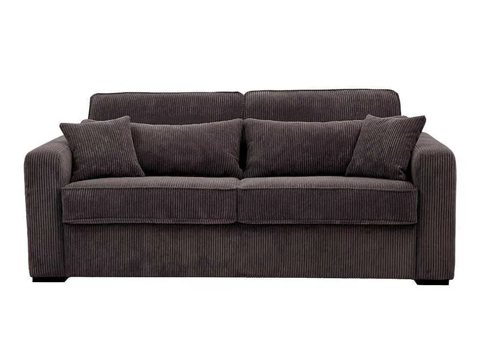 Express-Vierzitsslaapbank Van Bruin Ribfluweel - Bed 160 Cm - Matras 18 Cm - Mondovi