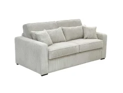 Express-Vierzitsslaapbank Van Beige Ribfluweel - Bed Met Brede Latten 160 Cm - Matras 14 Cm - Mondovi