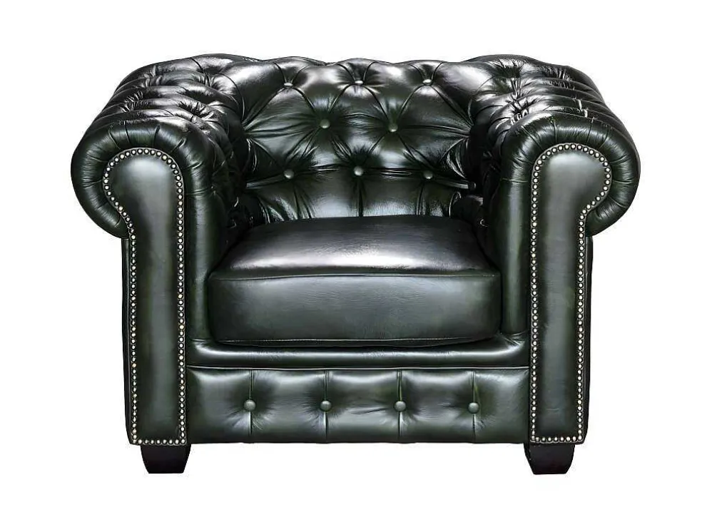 Fauteuil Chesterfield Brenton 100% Buffelleer - Empire Groen