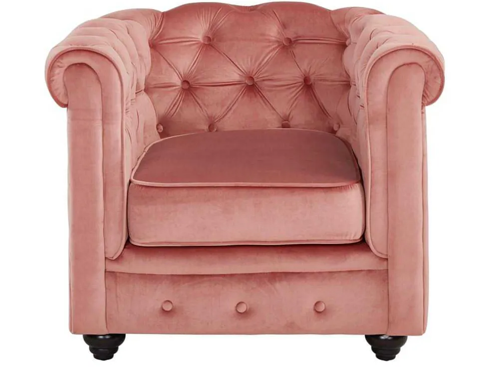 Fauteuil Chesterfield - Fluweel - Pastel Roze