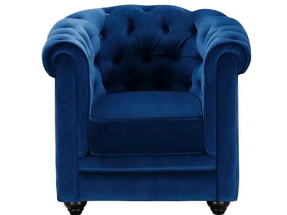 Fauteuil Chesterfield - Fluweel - Koningsblauw