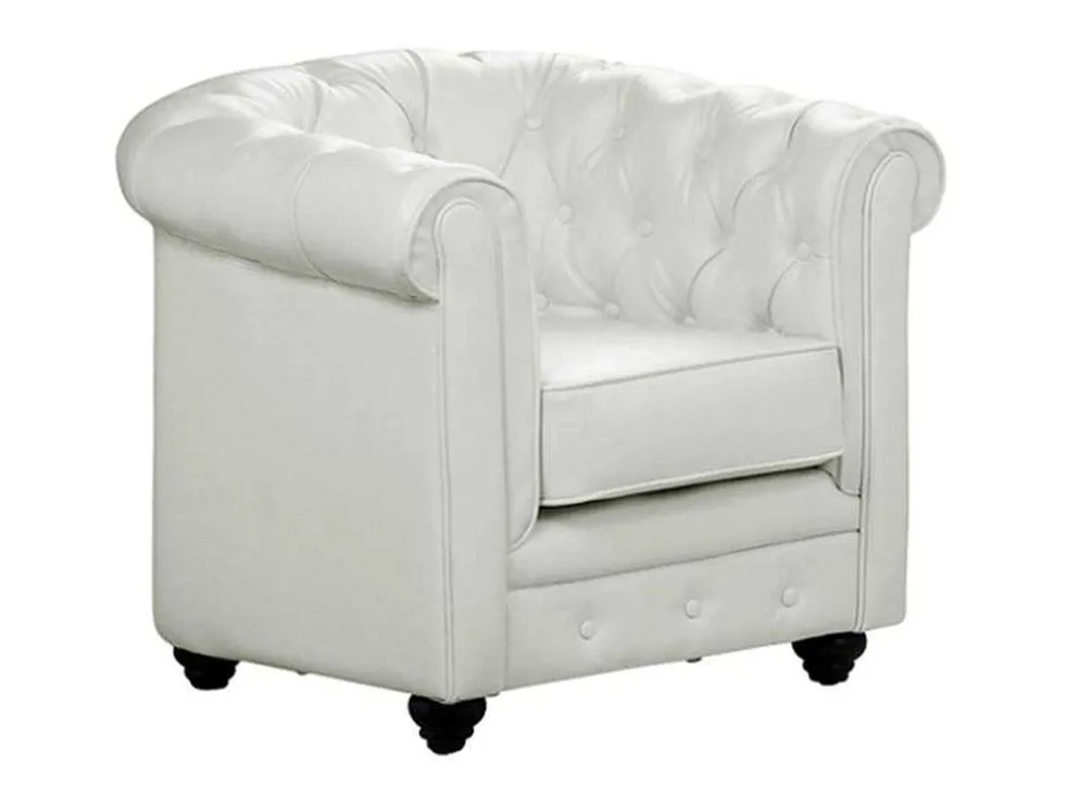 Fauteuil Chesterfield Van Kunstleer - Wit
