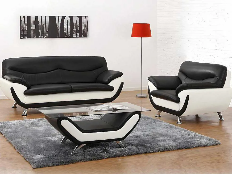 Fauteuil Indice Van Kunstleer - Tweekleurig Zwart En Wit