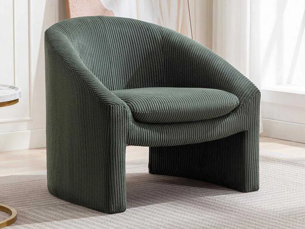 Fauteuil In Groen Ribfluweel Ossana