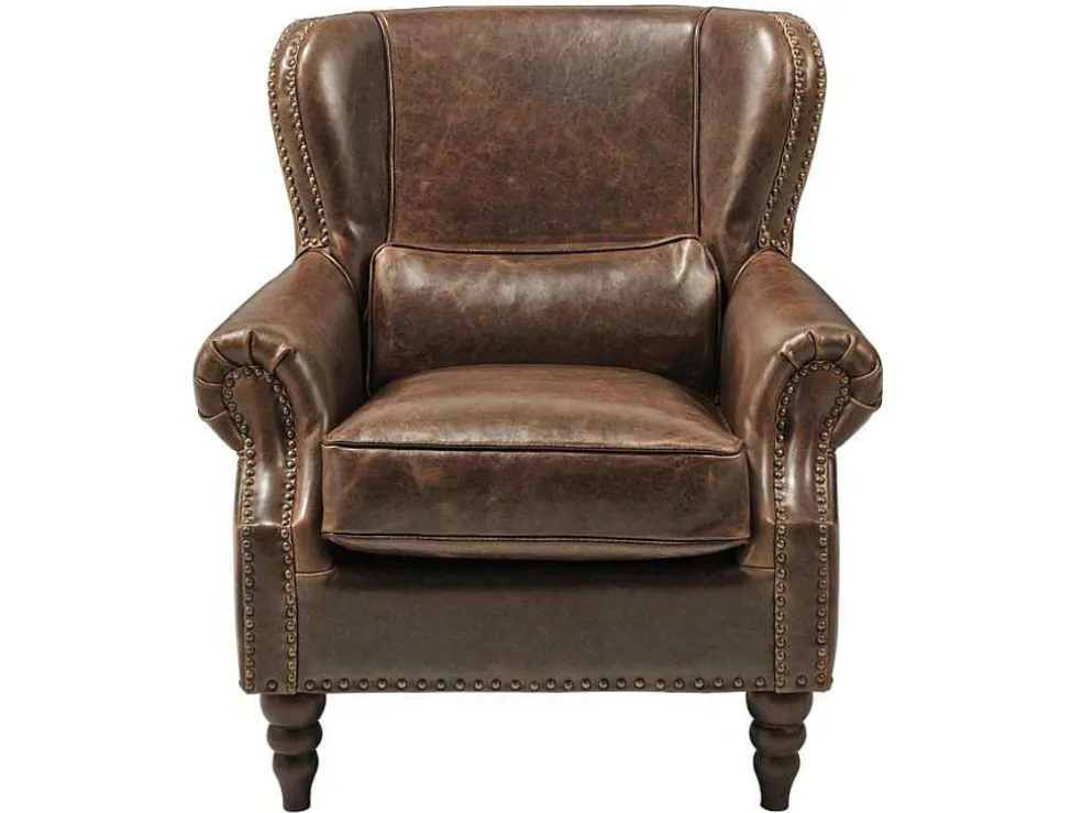 Fauteuil 100% Leer Edouard - Bruin