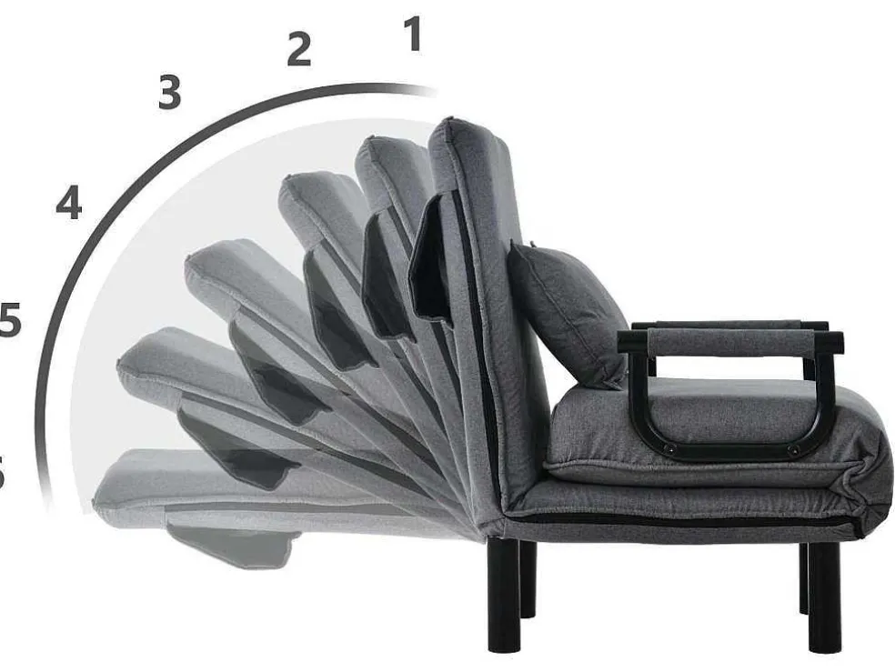 Fauteuil Met Kussen En Verstelbare Rugleuning - Om Te Bouwen Tot Fauteuil - Linnen Stof - Grijs