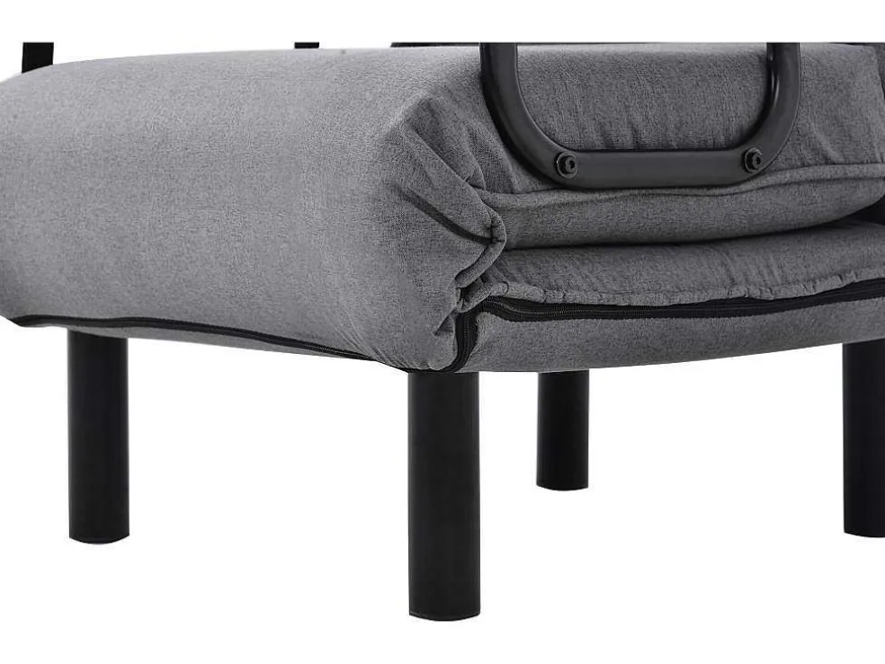 Fauteuil Met Kussen En Verstelbare Rugleuning - Om Te Bouwen Tot Fauteuil - Linnen Stof - Grijs