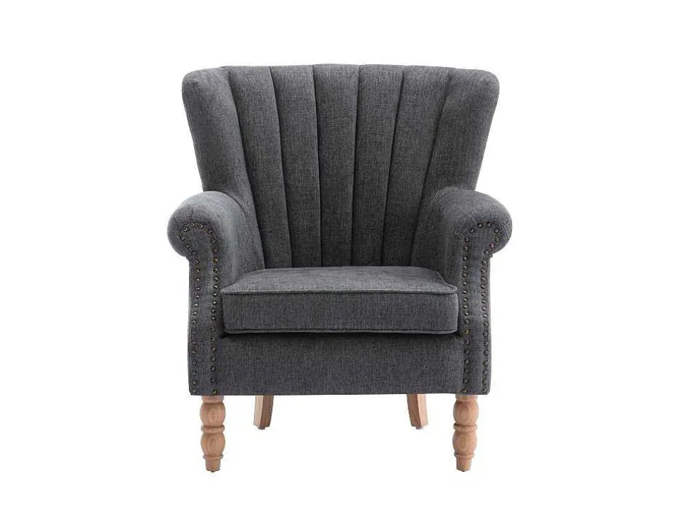 Fauteuil Van Antracietkleurige Stof Met Klinknagels Batoumi