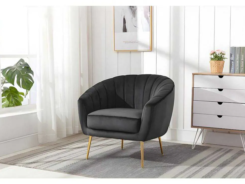 Fauteuil Van Fluweel Pablito - Antraciet