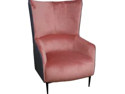 Fauteuil Van Roze Fluweel En Antraciet Structuur Mendocino
