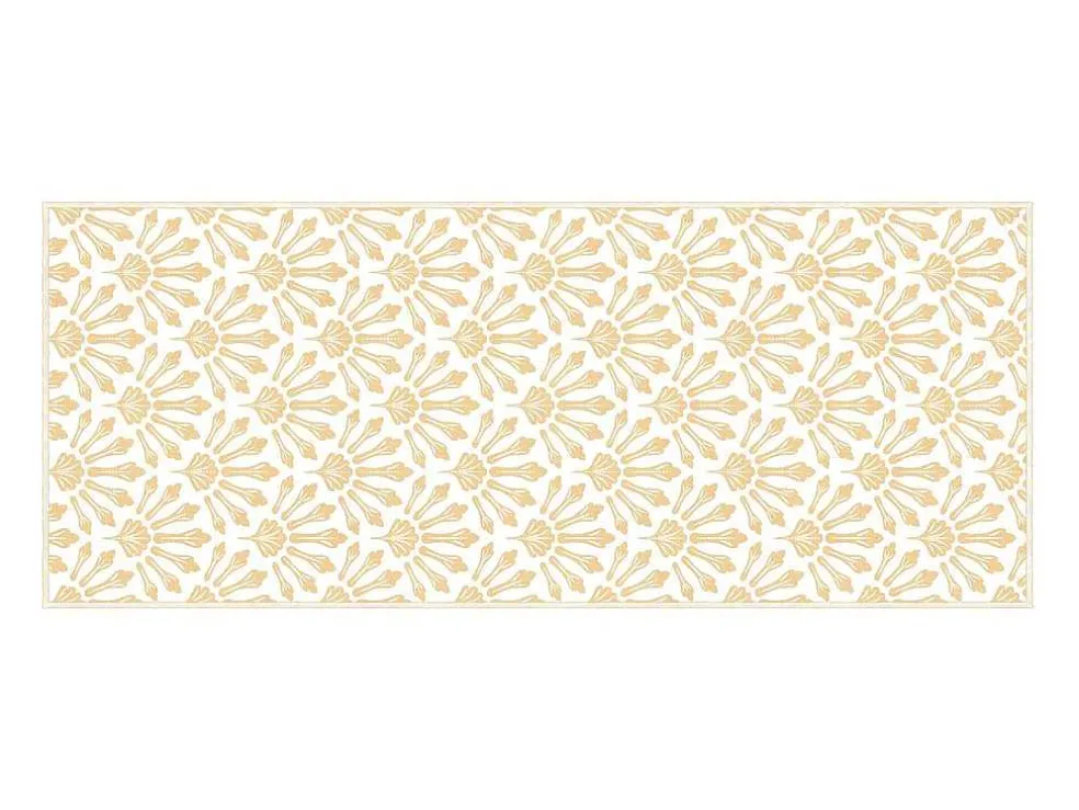 Gangtapijt Van Vinyl Met Art-Decostijl - 66 X 160 Cm - Beige En Wit - Duchessy