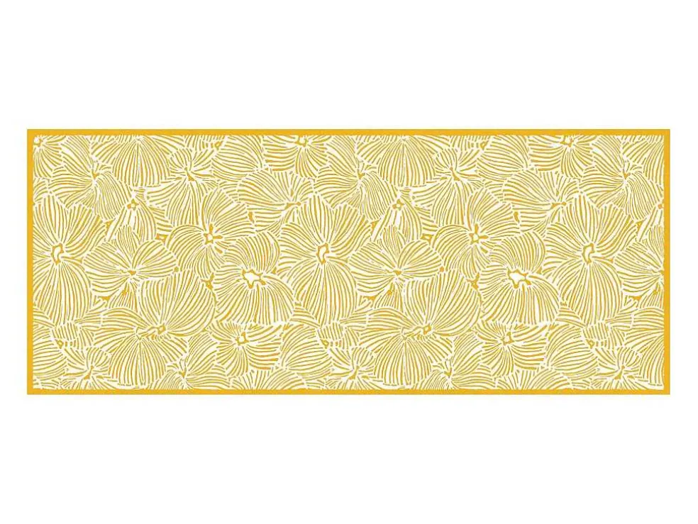 Gangtapijt Van Vinyl Met Bloemmotieven - 66 X 160 Cm - Geel En Wit - Capucina